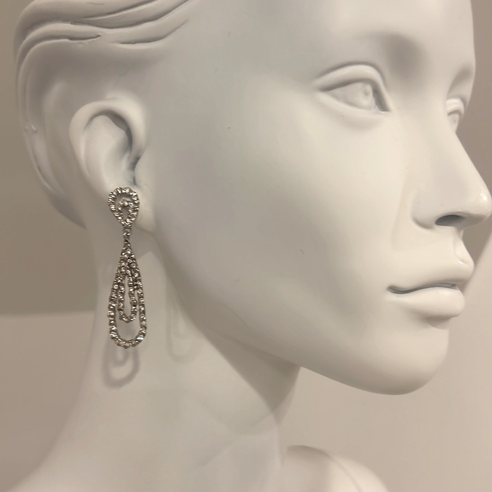 Sample pristine earrings - rhodium plated Swarovski Crystal inlay. NWT